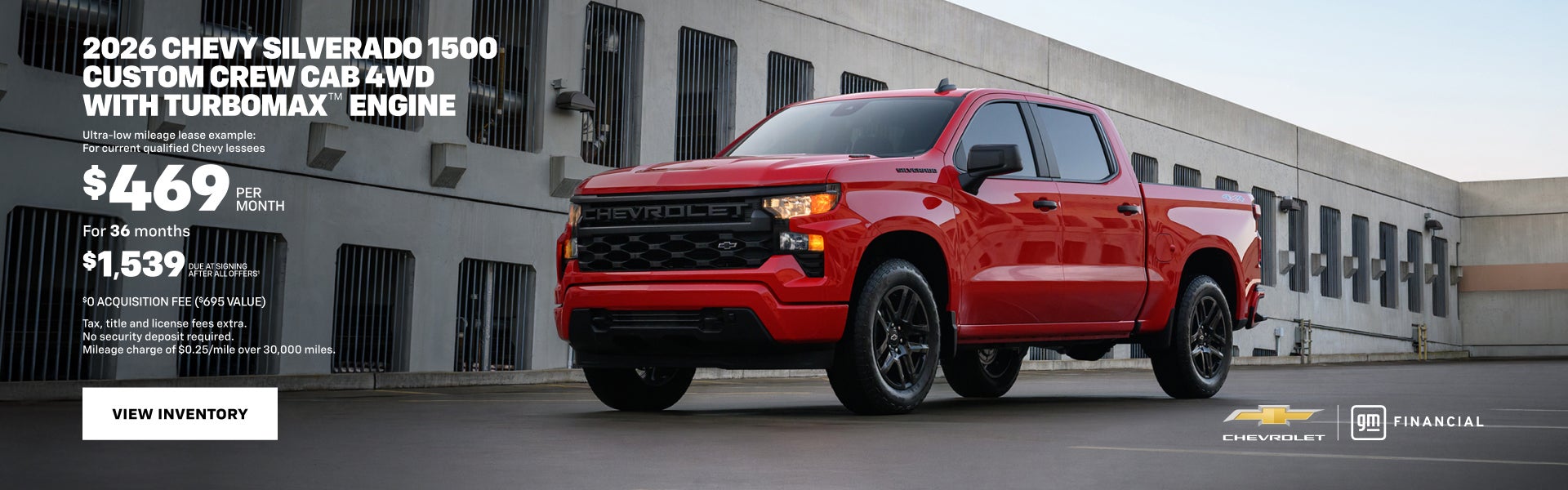 2026 Chevy Silverado 1500 Custom Crew Cab 4WD with TurboMax Engine. Ultra-low mileage lease examp...